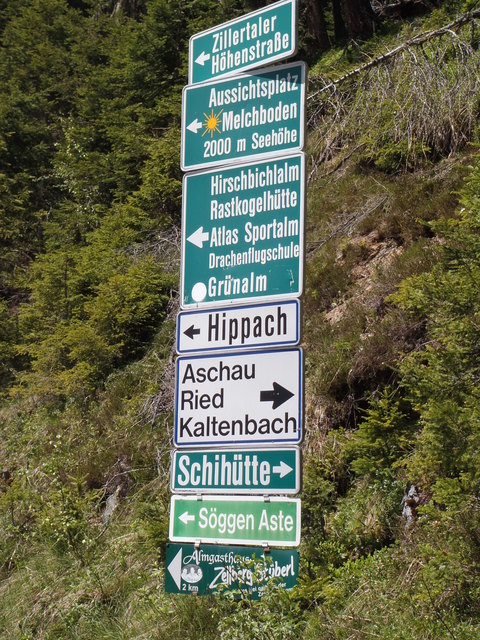 Es gibt 4 Auffahrten zur Höhenstrasse Hippach, Zell, Aschau und Ried