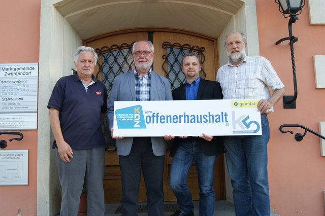 Bgm. Hermann Kühtreiber, Finanzreferent Peter Hegny, Buchhalter Ernst Grill, Gemdat NÖ Patrick Heidrich.