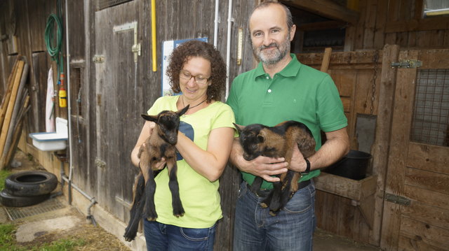 Sabine und Andreas Möstl haben vor drei Tagen Ziegennachwuchs bekommen. Die tapsigen Gesellen haben noch keinen Namen.