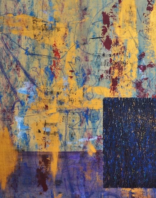 Anton Reinthaler: A. Bruckner - Skizzen zur 9. Sinfonie, 90 x 80 cm, Siebdruck und Mischtechnik auf Leinwand (2014) - Ausschnitt