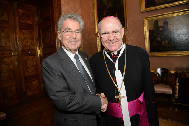 Bundespräsident Heinz Fischer mit Abtprimas Propst Bernhard Backovsky.