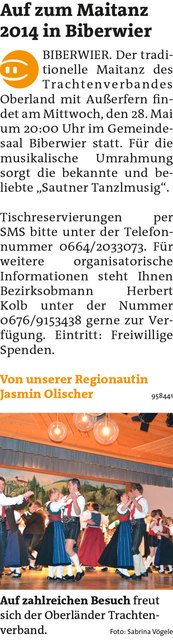 Bezirksblätter Reutte KW22 - Jasmin OlischerLink zum Beitrag: http://www.meinbezirk.at/958441