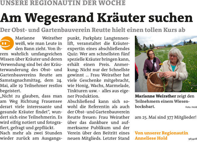 Bezirksblätter Reutte KW22 - Anneliese HoldLink zum Beitrag: http://www.meinbezirk.at/963408