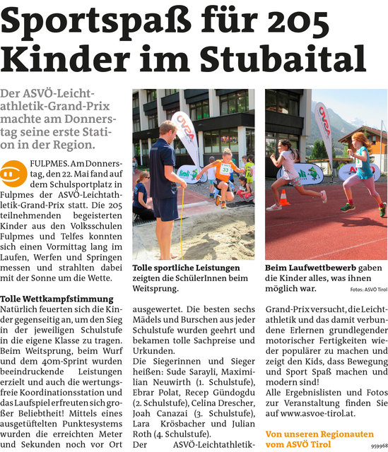 Bezirksblätter Stubai-Wipptal KW22 - ASVÖ TirolLink zum Beitrag: http://www.meinbezirk.at/959968