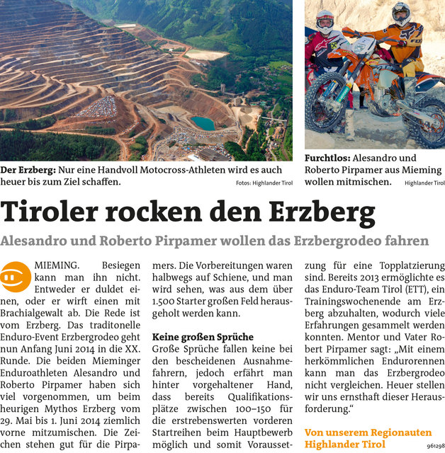 Bezirksblätter Imst KW22 - Highlander TirolLink zum Beitrag: http://www.meinbezirk.at/961298