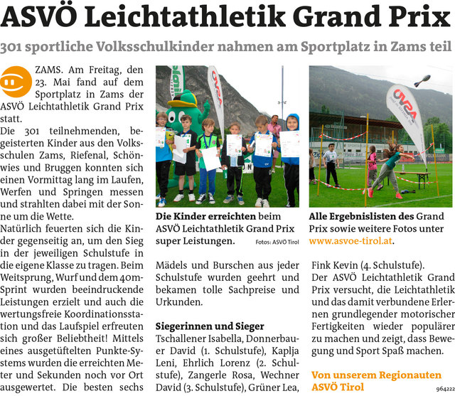 Bezirksblätter Landeck KW22 - ASVÖ TirolLink zum Beitrag: http://www.meinbezirk.at/964222