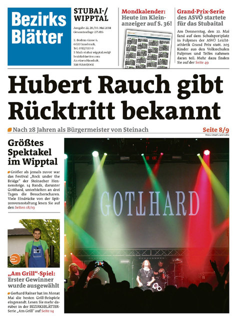 Titelseite Bezirksblätter Stubai-Wipptal KW22 - Gerhard RainerLink zum Beitrag: http://www.meinbezirk.at/931937