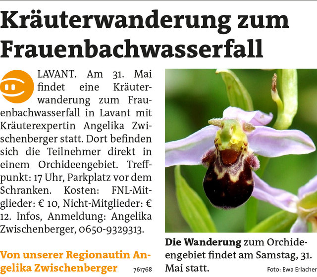 Bezirksblätter Osttirol KW22 - Angelika ZwischenbergerLink zum Beitrag: http://www.meinbezirk.at/761768  Link zur Bildergalerie von Ewa Erlacher: http://www.meinbezirk.at/940568