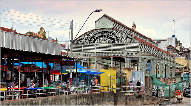 In der Markthalle am Hafen (Mercado Municipal Adolpho Lisboa) findet bis heute der Markt statt. Zu kaufen gibt es neben Lebensmitteln wie Fleisch, Fisch und exotischen Früchten auch Souvenirs wie T-Shirts oder Handarbeiten. Die Markthalle wurde nach dem Vorbild der Pariser Les Halles gebaut und am 15. Juli 1883 eröffnet. Die Pläne für ihre Eisengerüste stammen von Gustave Eiffel. Sie wurde vom Unternehmen Francis Morton aus Liverpool importiert und in Manaus zusammengebaut.