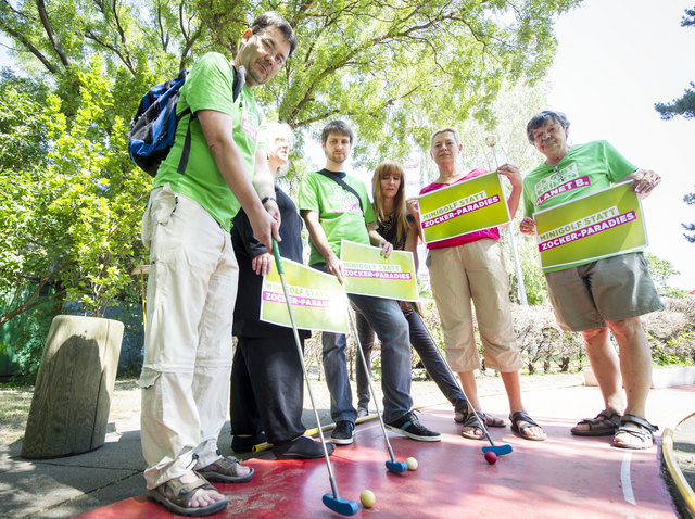 Minigolf satt Zocker-Paradies: Die Grünen Leopoldstadt wehren sich gegen ein Casino hinter dem Riesenrad. | Foto: Martin Juen