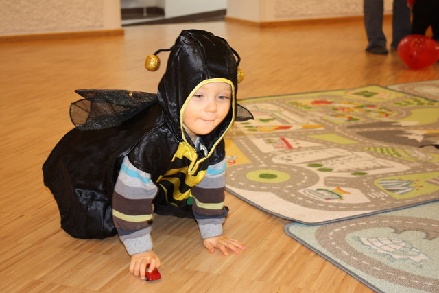 Leonhard als Bienchen summt um die Blumen herum und freut sich schon auf eine Karte für schönbrunn