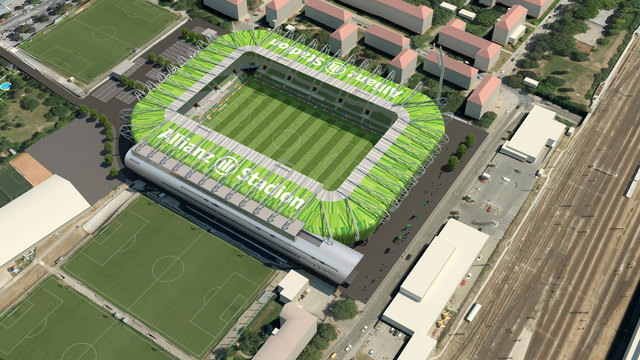 Zukunftsmusik: So soll das neue Stadion aus der Vogelperspektive aussehen. | Foto: SK Rapid