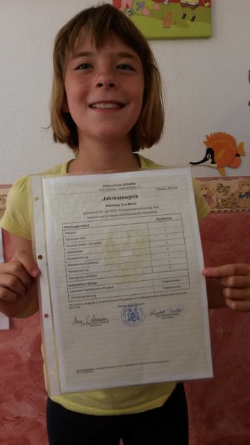 Eva-Maria Kohlweg. VS Althofen, 3a. Gratuliere!