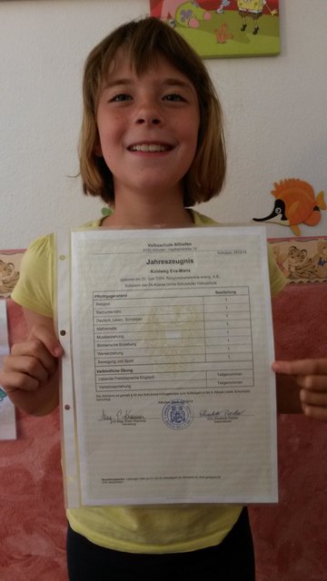 Eva- Maria Kohlweg. VS Althofen, 3a. Gratuliere!