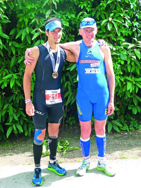 Die beiden Julbacher Michael Gabriel und Michael Hofer sind beim Ironman in Klagenfurt angetreten. | Foto: Foto: privat