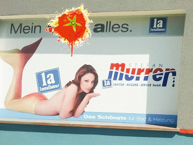 Werbeplakat „1 a Installateur Murrer: „Nicht sexistisch im Sinne des Ethik-Kodes“