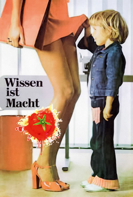 Poster „Wissen ist Macht“ in einem Klagenfurter Café: Von der Watchgroup als sexistisch beanstandet, obwohl keine Werbung für ein Unternehmen erkennbar. Werberat: „Zurück an den Absender“.