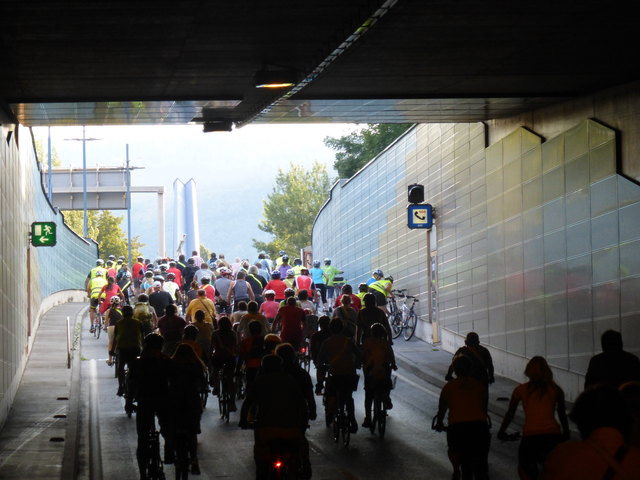 Einen großen Andrang gab es zur  Eröffnung der Radbahn Graz Nord