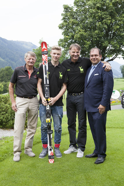 Hias mit Matthias und Christian Leitner sowie Hotelmanager Matthias Engel. | Foto: Foto: Grand Tirolia/Mühlanger