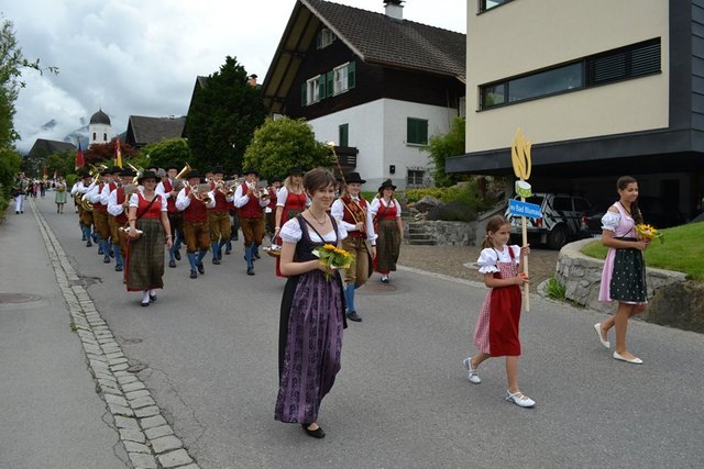 Die Musiker aus Bad Blumau als Gastkapelle beim großen Festumzug im vorarlbergerischen Göfis.