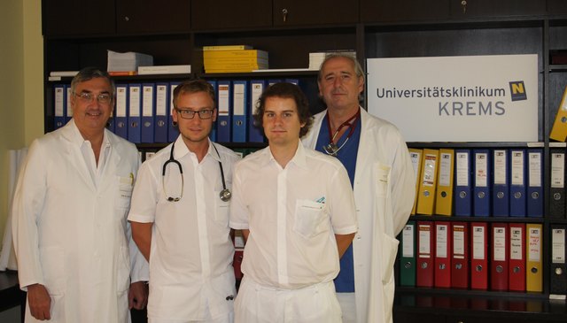 Prim. Dr. Heinz Jünger, Emanuel Rotteneder KPJ-Student, Georg Kirbes KPJ- Student, Prim. Dr. Peter Errhalt | Foto: Foto: LK Krems