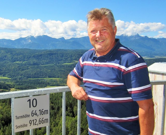 Auf der Aussichtplattform in über 64 Meter Höhe