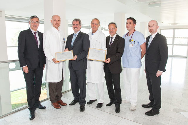 Heinz Jünger (Ärztlicher Direktor Universitätsklinikum Krems), Stefan Oberndorfer (Neurologie Universitätsklinikum St. Pölten), Landesrat Karl Wilfing, Karl Dam (2. Medizinische Abteilung Universitätsklinikum St. Pölten), Helmut Krenn (Kaufmännischer Geschäftsführer NÖ Landeskliniken-Holding) und David Kammerstätter (2. Medizinische Abteilung Universitätsklinikum St. Pölten) | Foto: privat