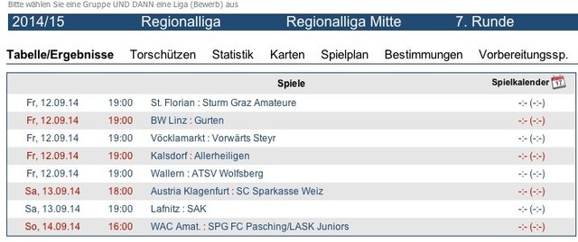 Auf der Homepage des Kärntner Fußballverbandes ist der Spieltermin Austria Klagenfurt - Weiz schon auf Samstag, 13. September, verlegt worden. | Foto: KFV/KK
