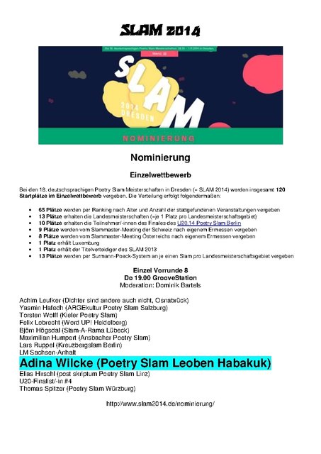 Der Habakuk - Slam Leoben ist in Dresden vertreten !!!