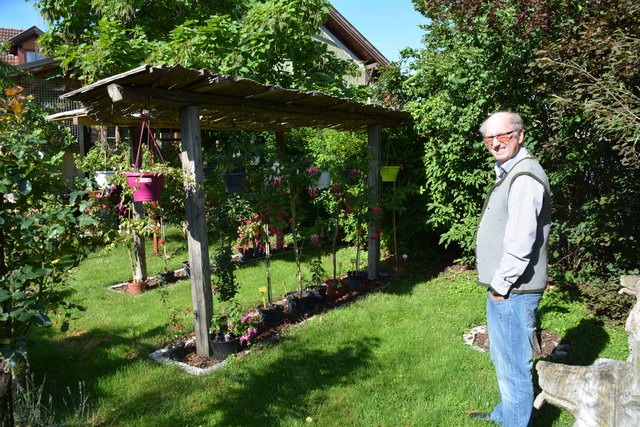 Manfred Aigner ist voll in seinem Element und kümmert sich um seine herrlichen Blumen.