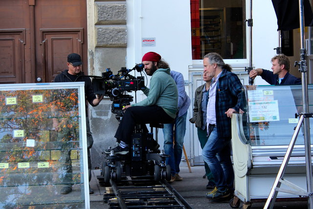 Die Filmcrew am Yppenplatz