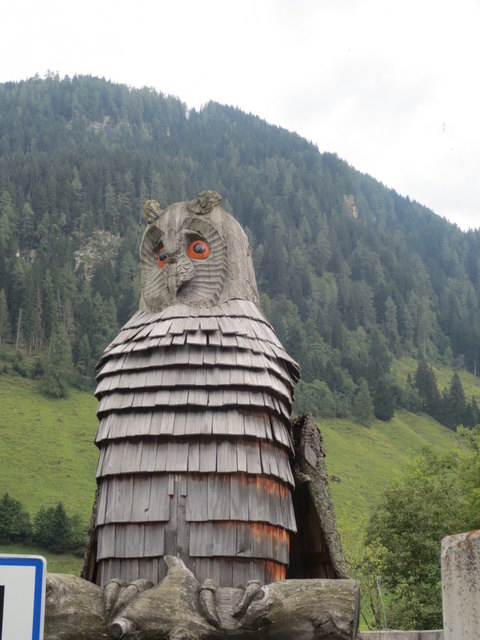 Rieseneule in Rauris, und drehen kann sie den Kopf auch.