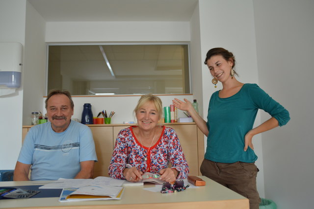 Rubert Moser, Monalisa Karanz und Lerngruppenbeobachterin Cecilia Nesler.