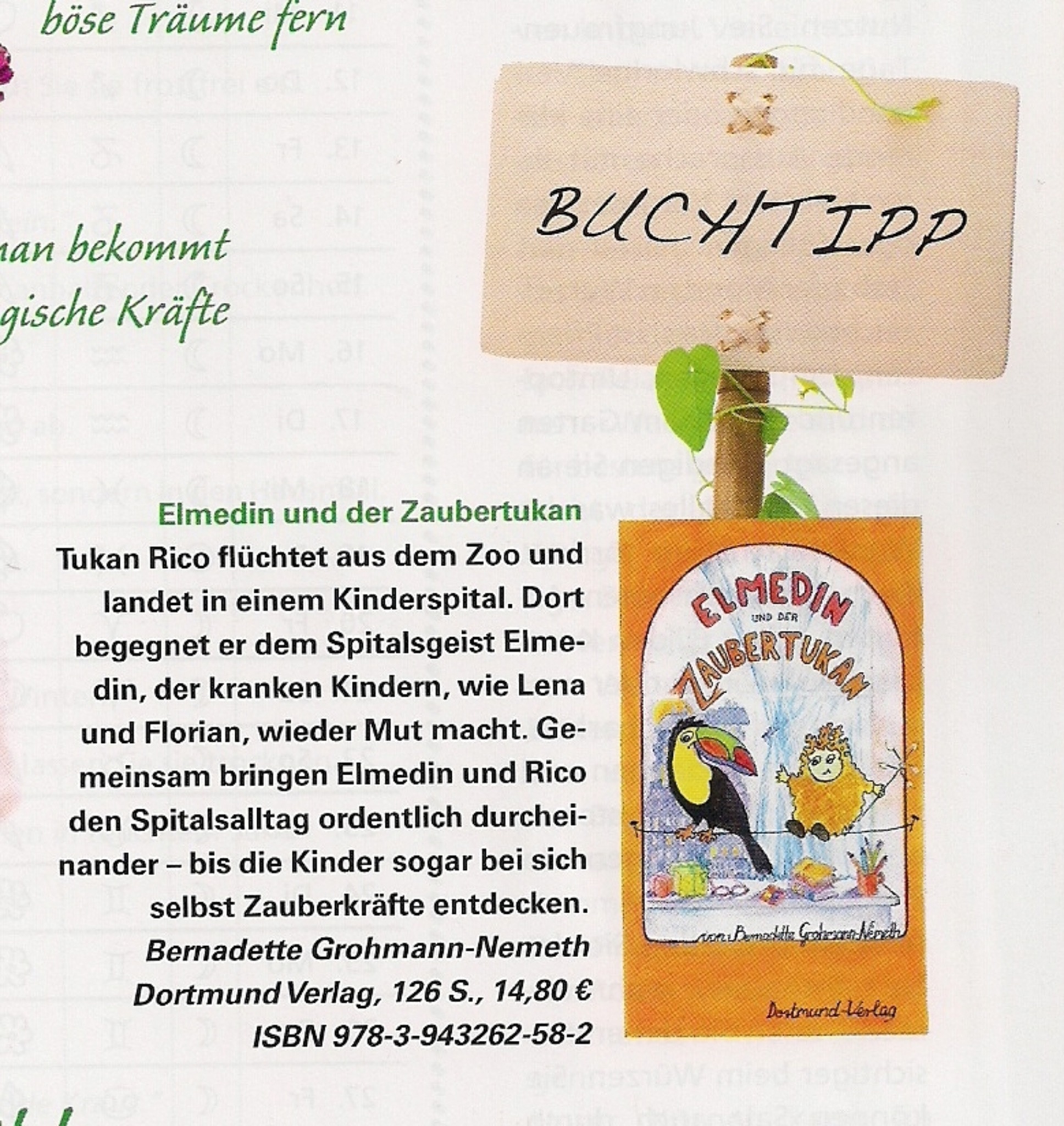 Lesung Aus Elmedin Und Der Zaubertukan Einem Mut Mach Buch Fur Kranke Kinder Von Bernadette Grohmann Nemeth Mariahilf