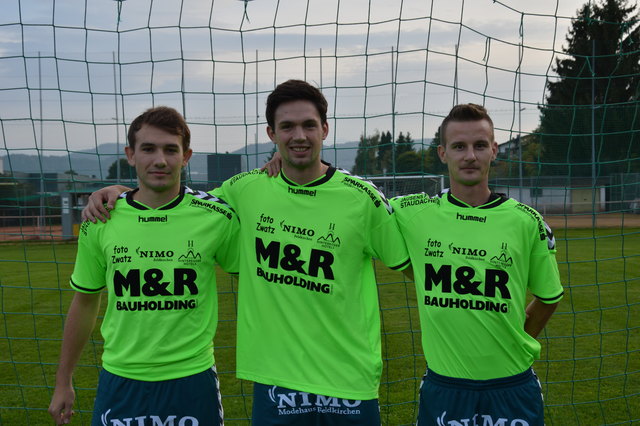 Die Neuzugänge Sandro Struckl, Andreas Tiffner und Josef Hudelist (v.li.) verstärken in dieser Saison den SV Feldkirchen