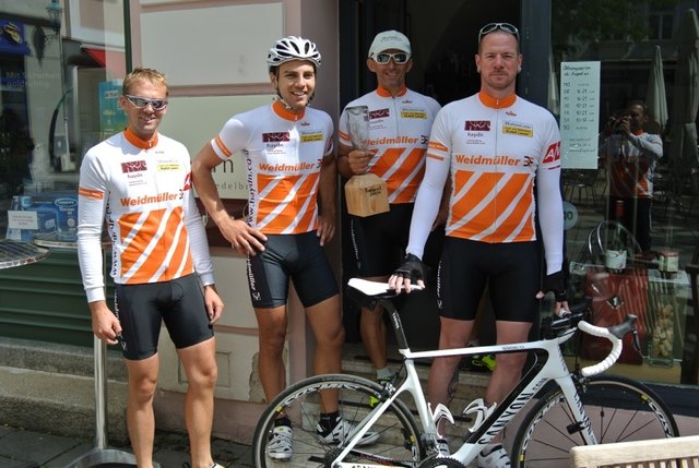 Bild: Vereinmeisterschaft 2014 mit Seriensieger Jürgen Pechhacker (v.l. Erwin Hollaus, Johannes Hörschläger, Jürgen Pechhacker, Christian Hofbauer) | Foto: Radsportunion St. Pölten