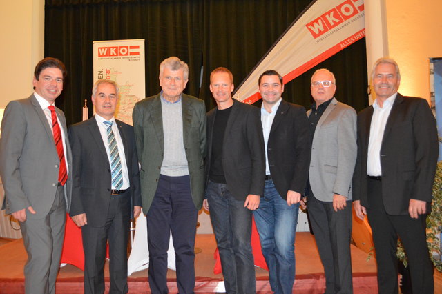 WKO-Obmann Klaus Aitzetmüller, Direktor Franz Forsthuber (Raiba Micheldorf), Robert Ehrlich (PC – Electric), Marcel Mühletaler (Kampfjetpilot), Rene Haidlmair (Haidlmair Group), Rudolf Mark (Mark Holding), EXPO-Inzersdorf Obmann Otto Brandt