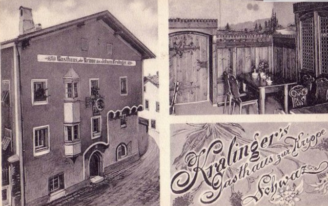 Beim ehem. Schwazer GH Tippeler ("Zur Krippe") war einst ein eigenes Stüberl Künstlertreffpunkt. Künstlerbilder aus den 20iger und 40iger Jahren sind in einem Pfundplatzgeschäft am 7./8.11.2014 zu sehen. Foto: tti