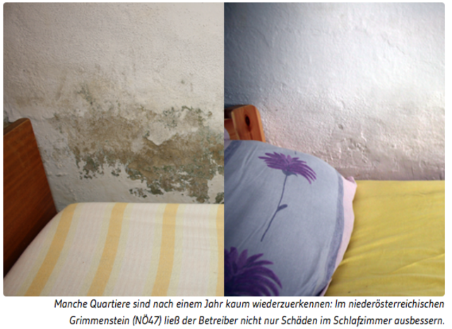 Kein Vergleich. "Dossier" zeigt die Unterkunft in Grimmenstein 2013 (l.) und heute (r.)