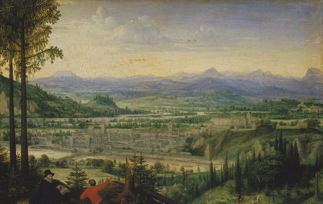 Das früheste farbige Linz-Bild ist jenes des niederländischen Malers Lucas van Valckenborch aus dem Jahr 1593.