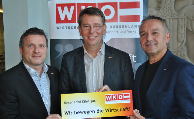 Namens der Verkehrsbranche in der Wirtschaftskammer machen Bernhard Dillhof, Roman Eder und Klaus Sagmeister (von links) mobil gegen eine flächendeckende Lkw-Maut. | Foto: Wirtschaftskammer