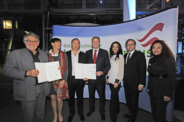 Nussmüller, Simmer, Martin Partoll, BM Andrä Rupprechter, Petra Frey, ORF-Chef Alexander Wrabetz und Charlotte Sengthaler. | Foto: ekpr/tadros