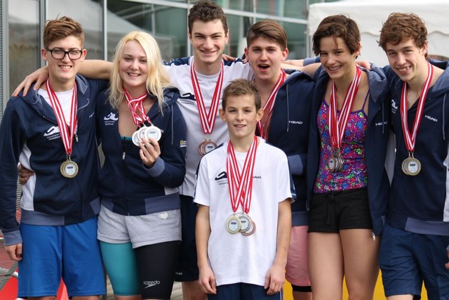 Erfolgreiche Mannschaft des SVV v. l. n. r.: Patrik Lenzeder, Madita Untersberger, Benedikt Schachtner, Yorik Anzengruber, Stefan Lenzeder, Franziska Ruttenstock, Gergö Kovats
