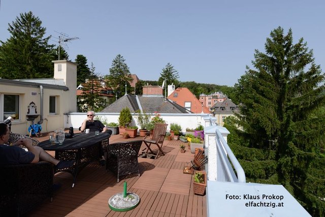 Bei der Arbeit: Photos auf der Terrasse | Foto: Klaus Prokop