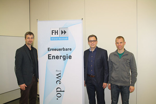 v.l.n.r.: Studiengangsleiter Christoph Schmidl, Vortragende Peter Pöchacker und Gabriel Reichert