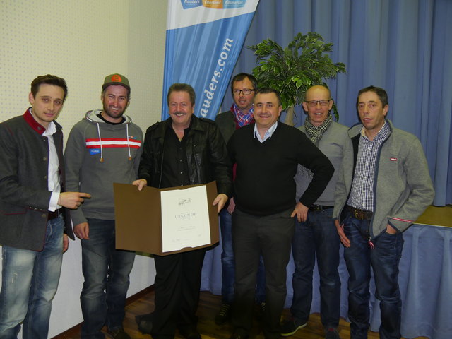 Manuel Baldauf (GF Nauders Tourismus), Helmut Wolf (Obmann VdNT), Walter Lutz, Kurt Kleinhans (Vorstand VdNT), Didi el Mangalify (Aufsichtsrat VdNT), Harry Ploner (Aufsichtsrat VdNT) und Manny Wolf (Geschäftsführer Nauderer Bergbahnen und Vorstand VdNT, v. l.). | Foto: Nauders Tourimus
