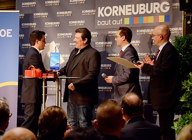 Bürgermeister Christian Gepp, Sascha Hofmann und Stadtrat Andreas Minnich (Neujahrsempfang der Korneuburger Wirtschaft)