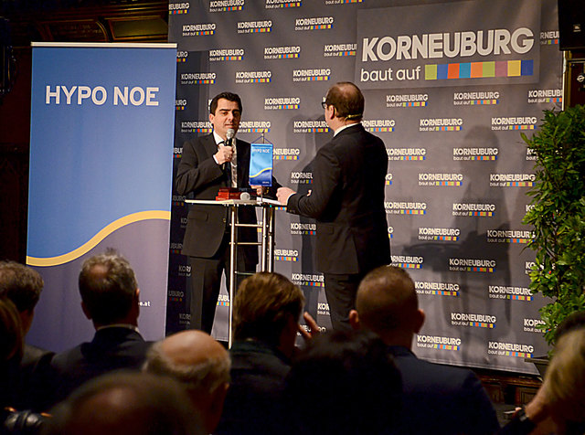 Bürgermeister Christian Gepp und Gerald Gross (Neujahrsempfang der Korneuburger Wirtschaft)