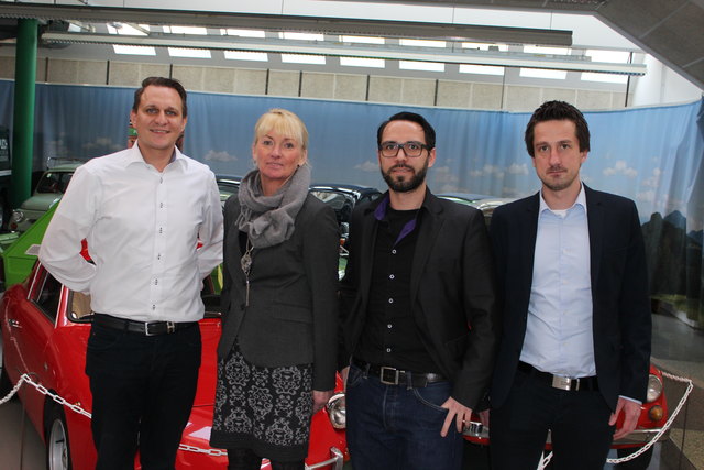 dicall-Geschäftsführer Florian Maurer, Petra Moscher, Studienautoren Raimund Propst, Jürgen Steinkellner.