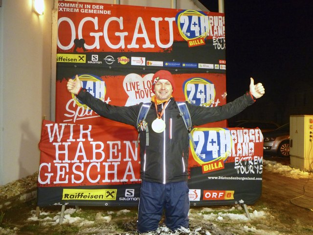 Bertl Radowan aus Rohrbach (bei Mattersburg): einer der wenigen Finisher. Er kam nach 15.50 Stunden als 15. ins Ziel - sichtbar erleichtert, glücklich und stolz!